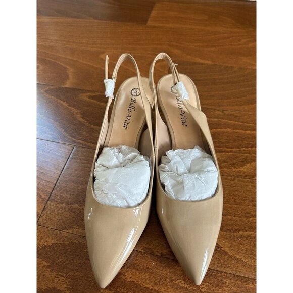 Bella Vita Tan Heels with Pointed Toe and Adjustable Slingback - Picture 4 of 6